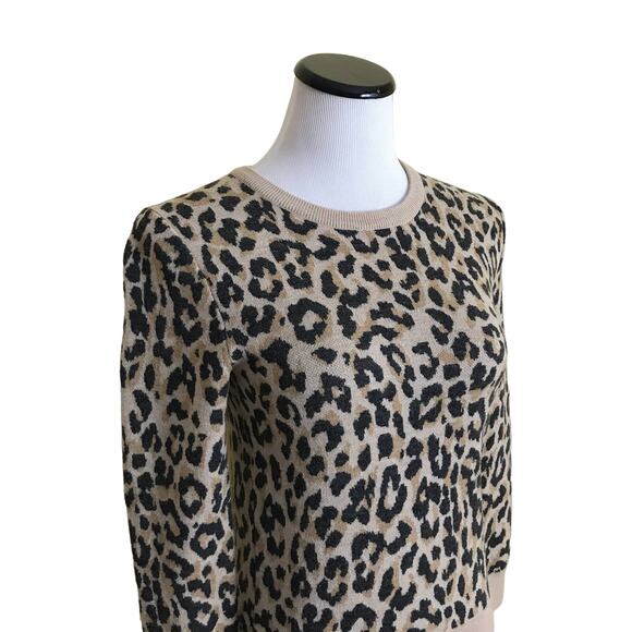J. Crew Merino Wool Leopard Crewneck Sweater - Picture 6 of 11